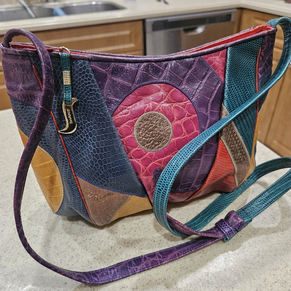 Leather Pathchwork Handbag, Sharif Patchwork Purse, Crossbody Leather Bag